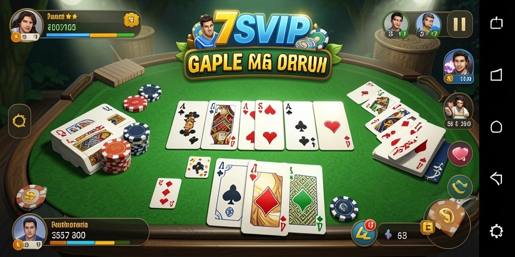 Tampilan gameplay 7SVIP dengan suasana Gaple yang seru.
