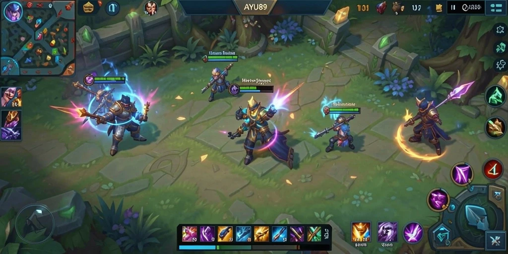 Gameplay MOBA AYU89 yang intens dan menarik.