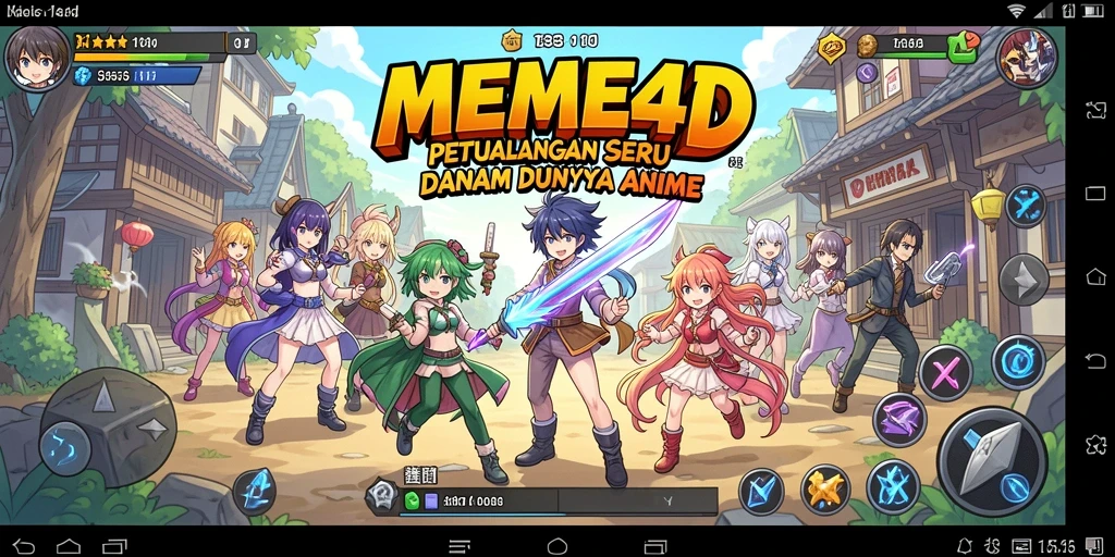 Tampilan gameplay seru dengan karakter anime ikonik.
