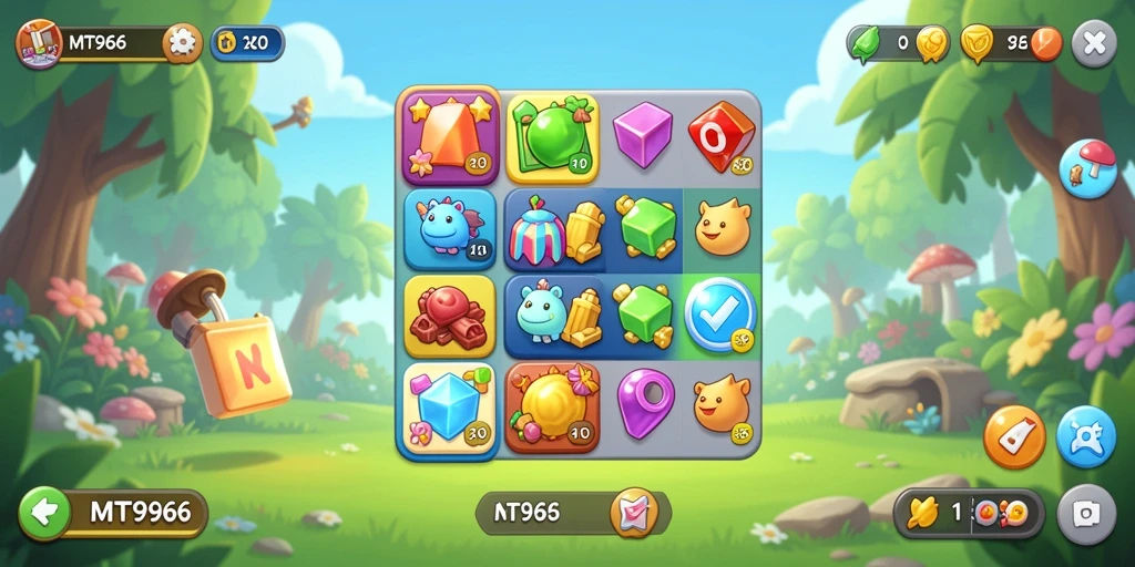 Tampilan gameplay Match-3 yang seru dan berwarna-warni di MT966.