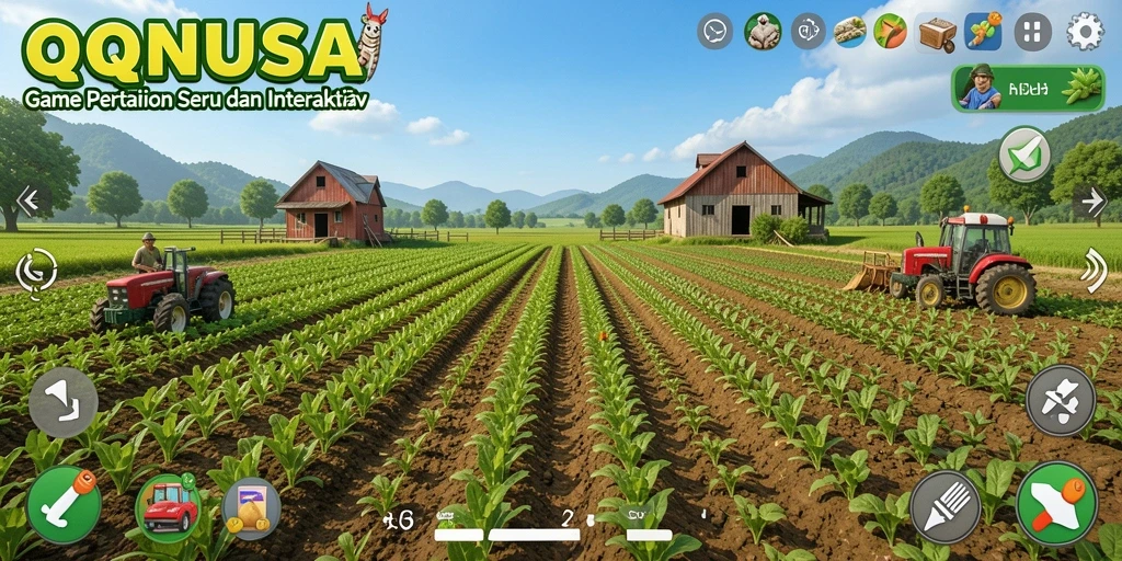 Screenshot gameplay QQNUSA menampilkan aktivitas bercocok tanam yang seru.