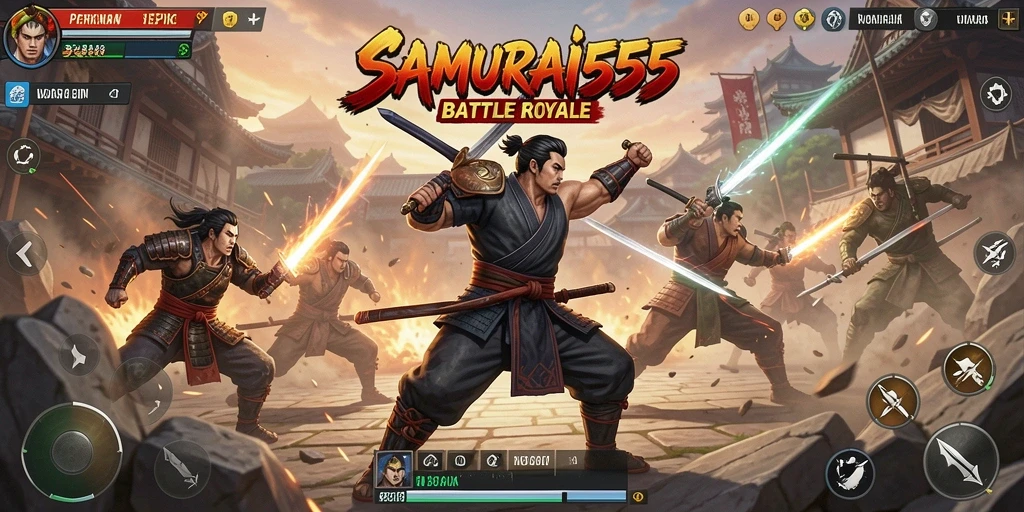 Tampilan epik pertarungan dalam game Battle Royale SAMURAI555.
