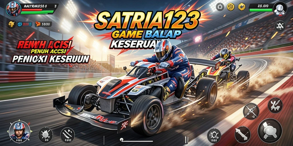 Screenshot menunjukkan balapan seru dengan mobil yang melaju cepat.
