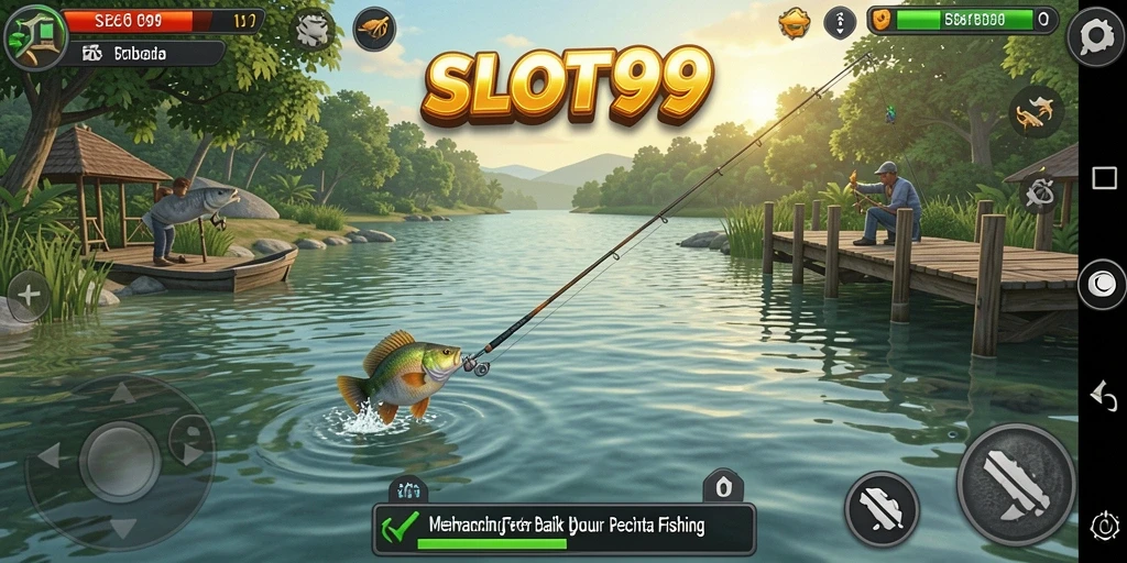 Gameplay mengasyikkan SLOT99 saat menangkap ikan di laut.