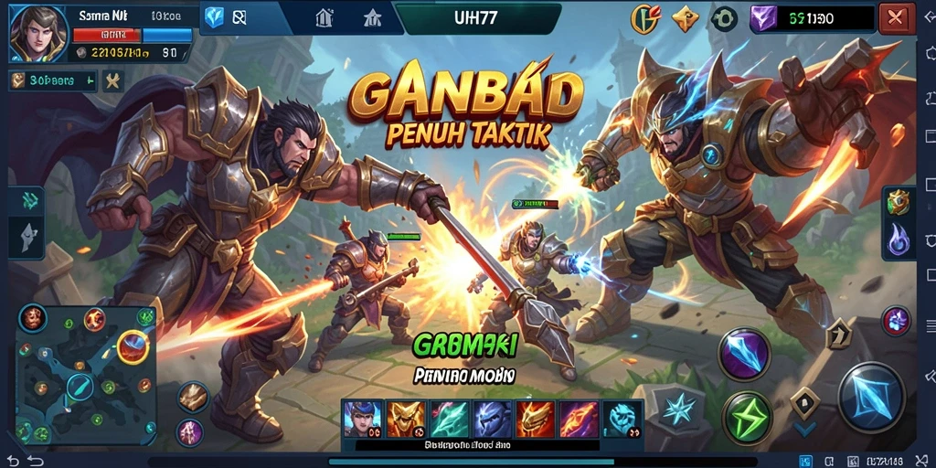 Screenshot gameplay UH77 yang menunjukkan pertempuran tim yang epik.