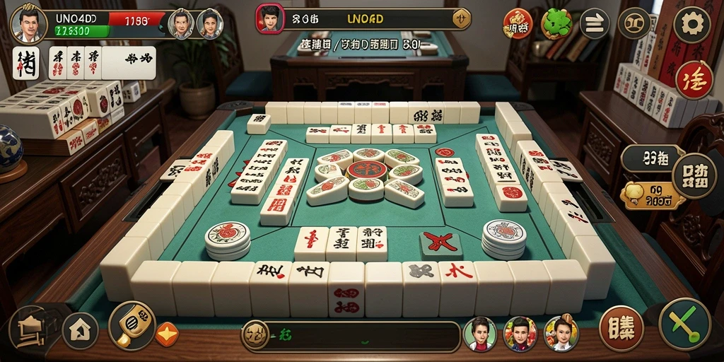 Tampilan utama gameplay UNO4D yang menarik dalam permainan Mahjong.