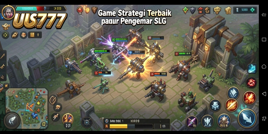Screenshot utama UUS777 menampilkan aksi seru gameplay SLG.